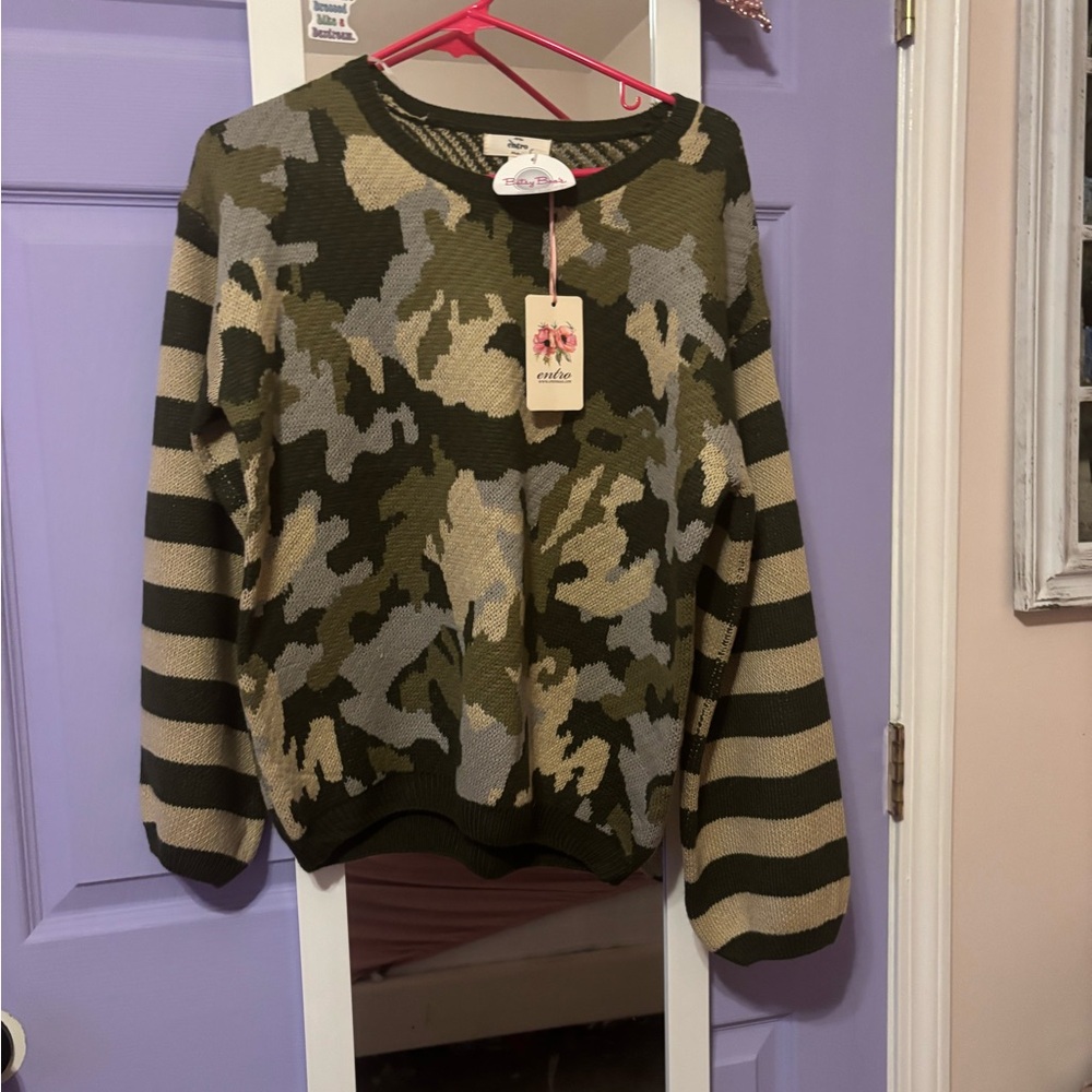 Camo and Stripe Sweater